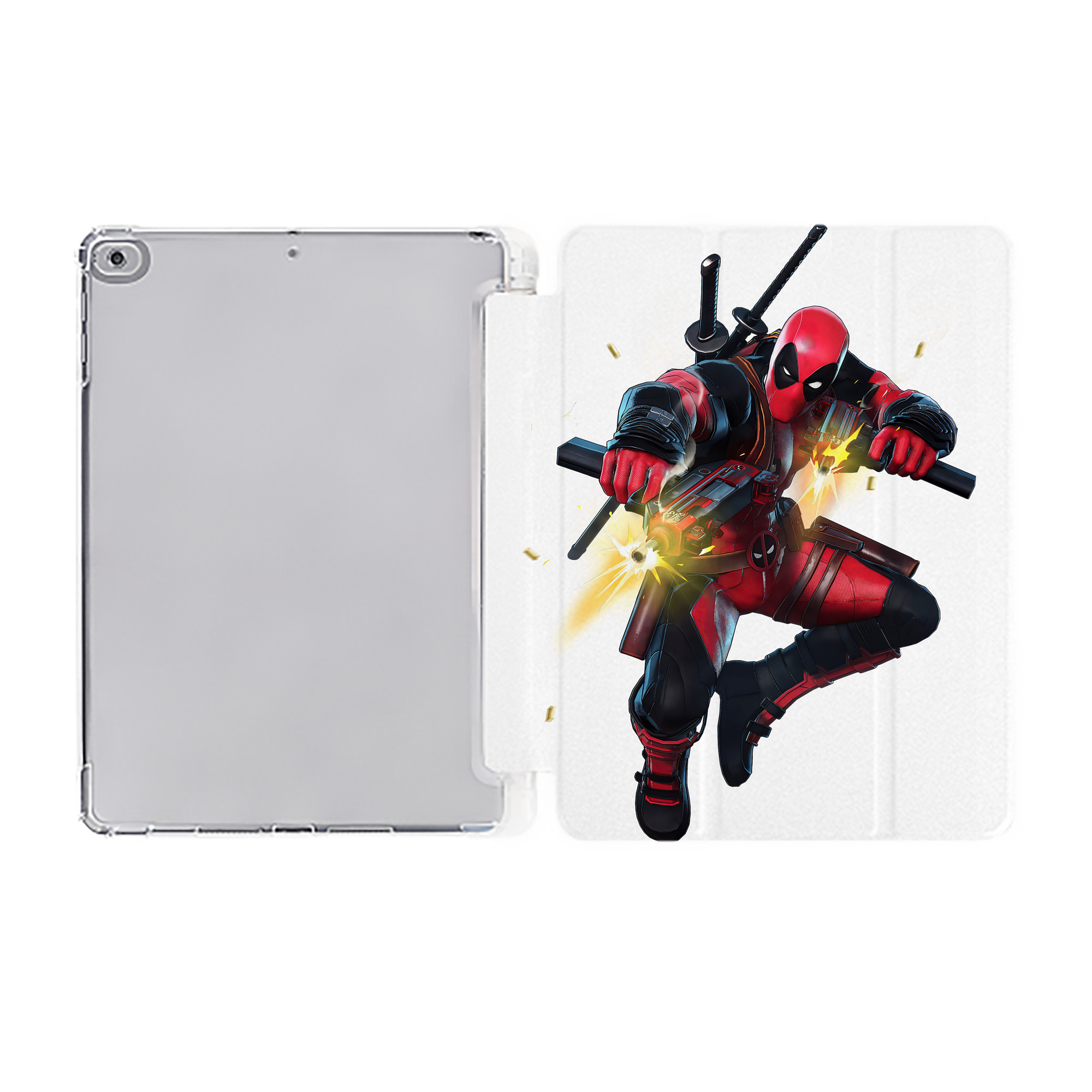 （画像用） Deadpool デッドプール IPad ケース ペン収納付き 三つ折りスタンド PUレザー×シリコン 対応機種9.5/10.5/10.9インチ